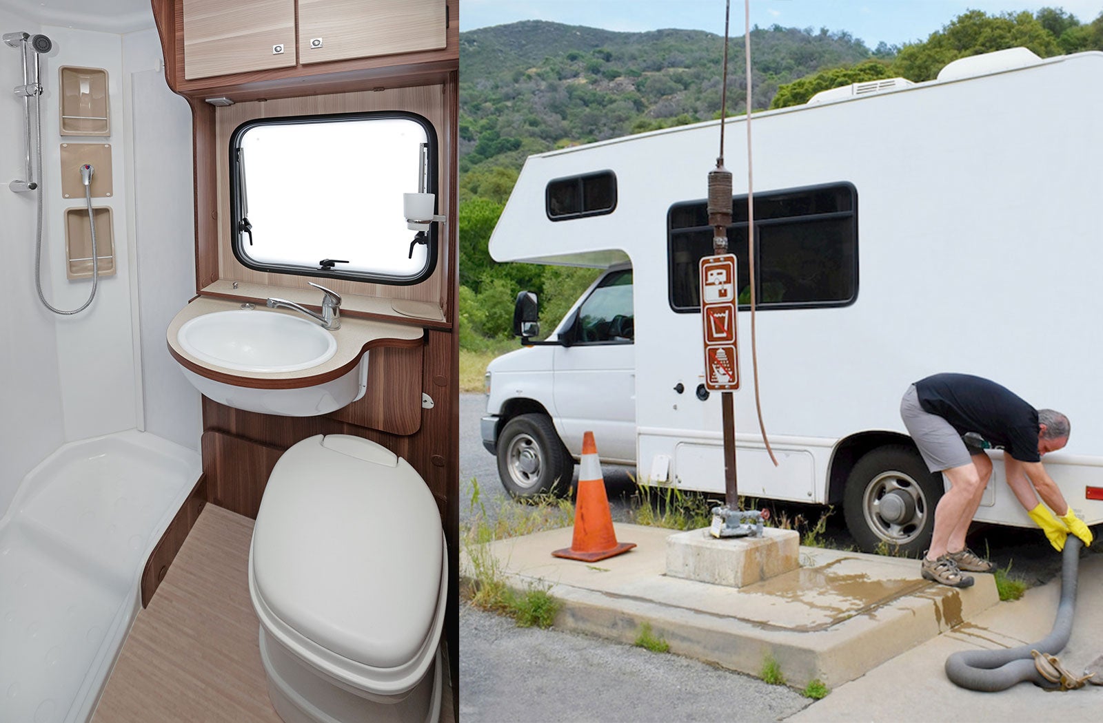 Portable RV/camper toilet and holding tank setup in Oshkosh, Wisconsin